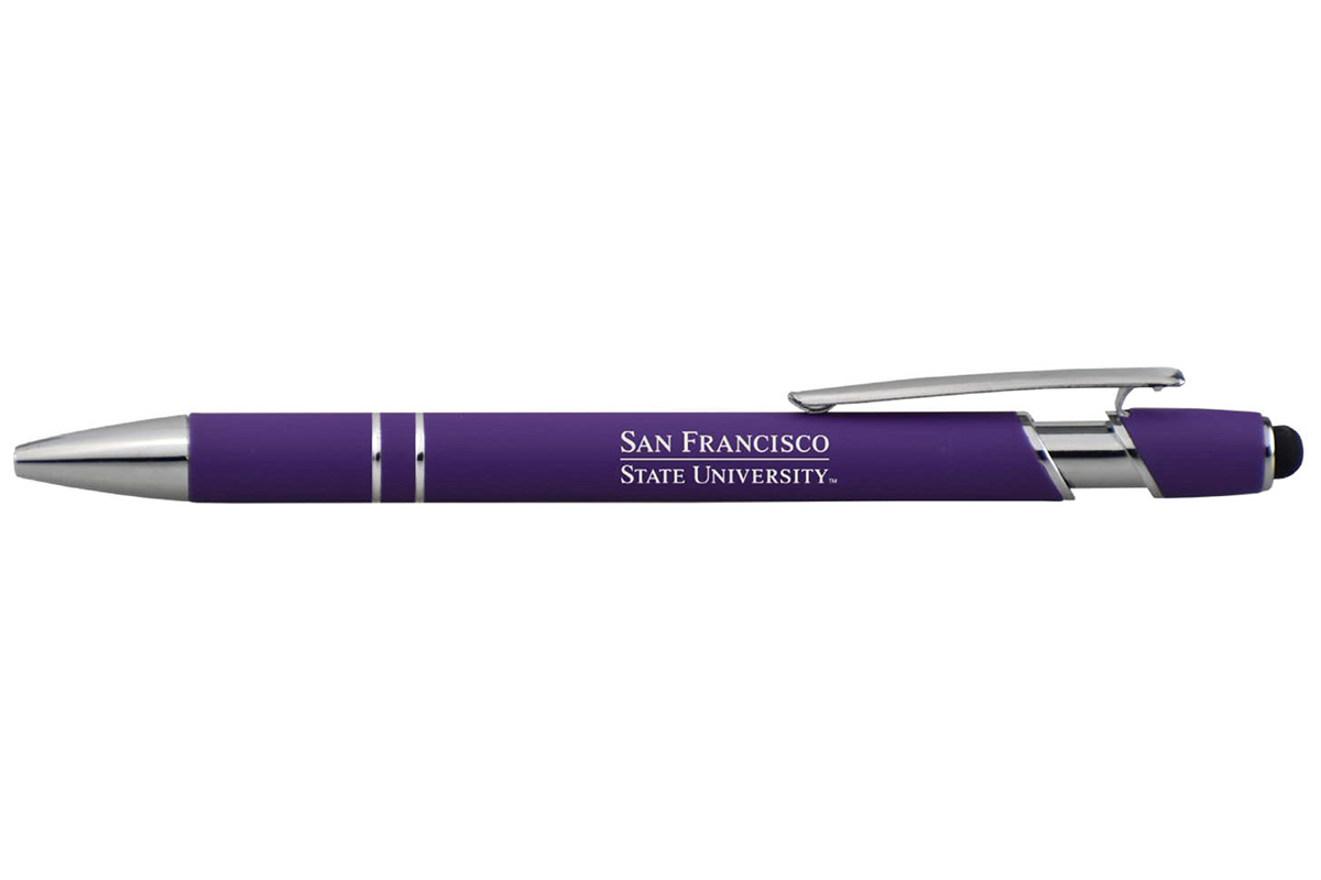 a rendering of a purple pen with SF State branding