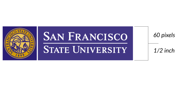 SF State logo with size requirements 