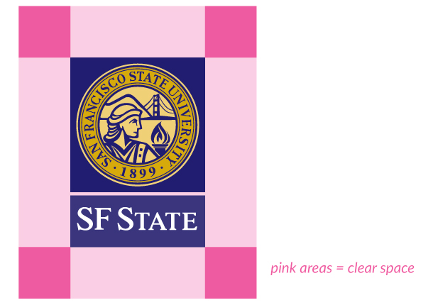 SF State logo with pink space indicators 